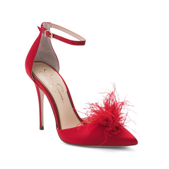 JESSICA SIMPSON Red Wolistie Embellished Pumps - Picture 1 of 2